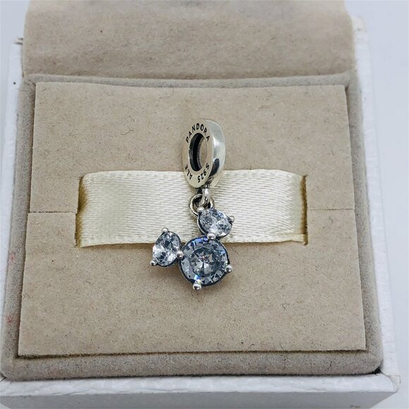 🧜🏾♀️🎀Pandora Disney Mickey Mouse Sparkling Head Silhouette Dangle Charm - Picture 4 of 5